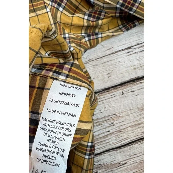 TODD SNYDER Button Down Long Sleeve Shirt 100% Cotton Size M Yellow Plaid